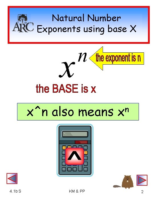 Natural Number Exponents using base X x^n also means xn 4. 1 b S