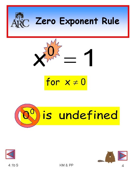 Zero Exponent Rule 4. 1 b S KM & PP 4 