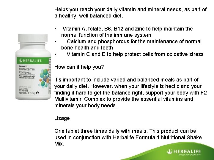 Helps you reach your daily vitamin and mineral needs, as part of a healthy,