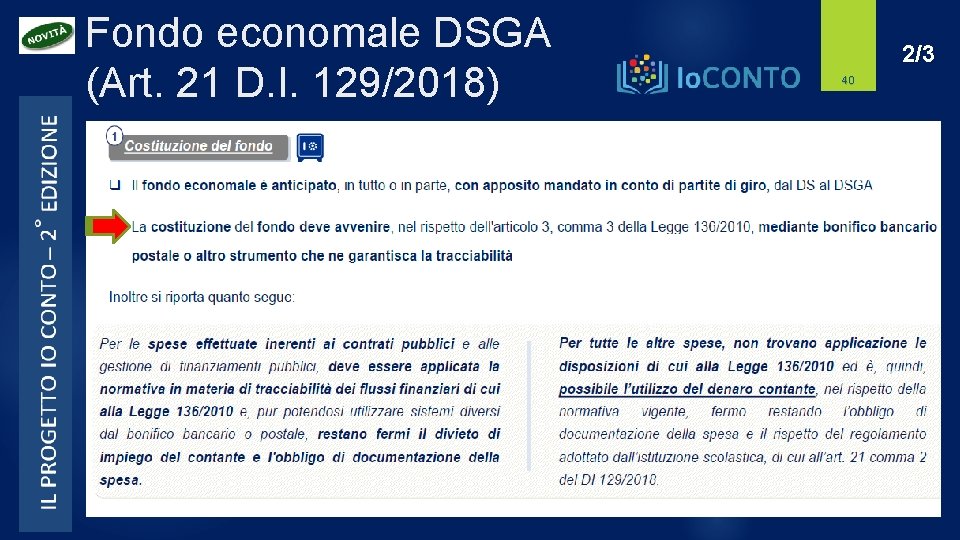 Fondo economale DSGA (Art. 21 D. I. 129/2018) 2/3 40 