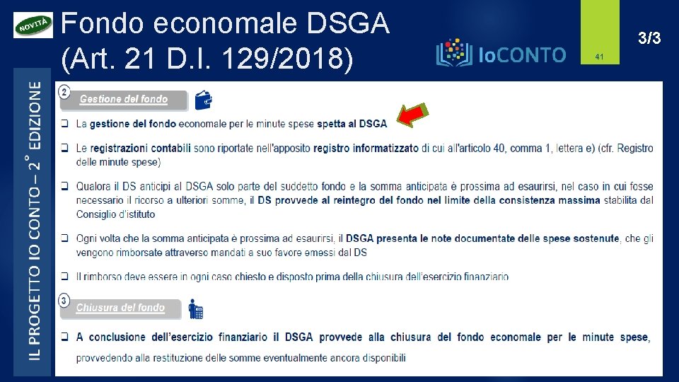 Fondo economale DSGA (Art. 21 D. I. 129/2018) 3/3 41 