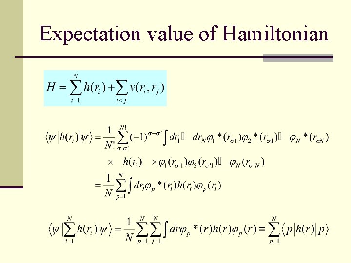 Expectation value of Hamiltonian 