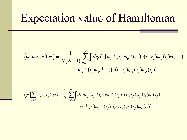 Expectation value of Hamiltonian 