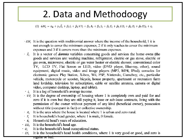 2. Data and Methodology 2. Data and Methodoogy 