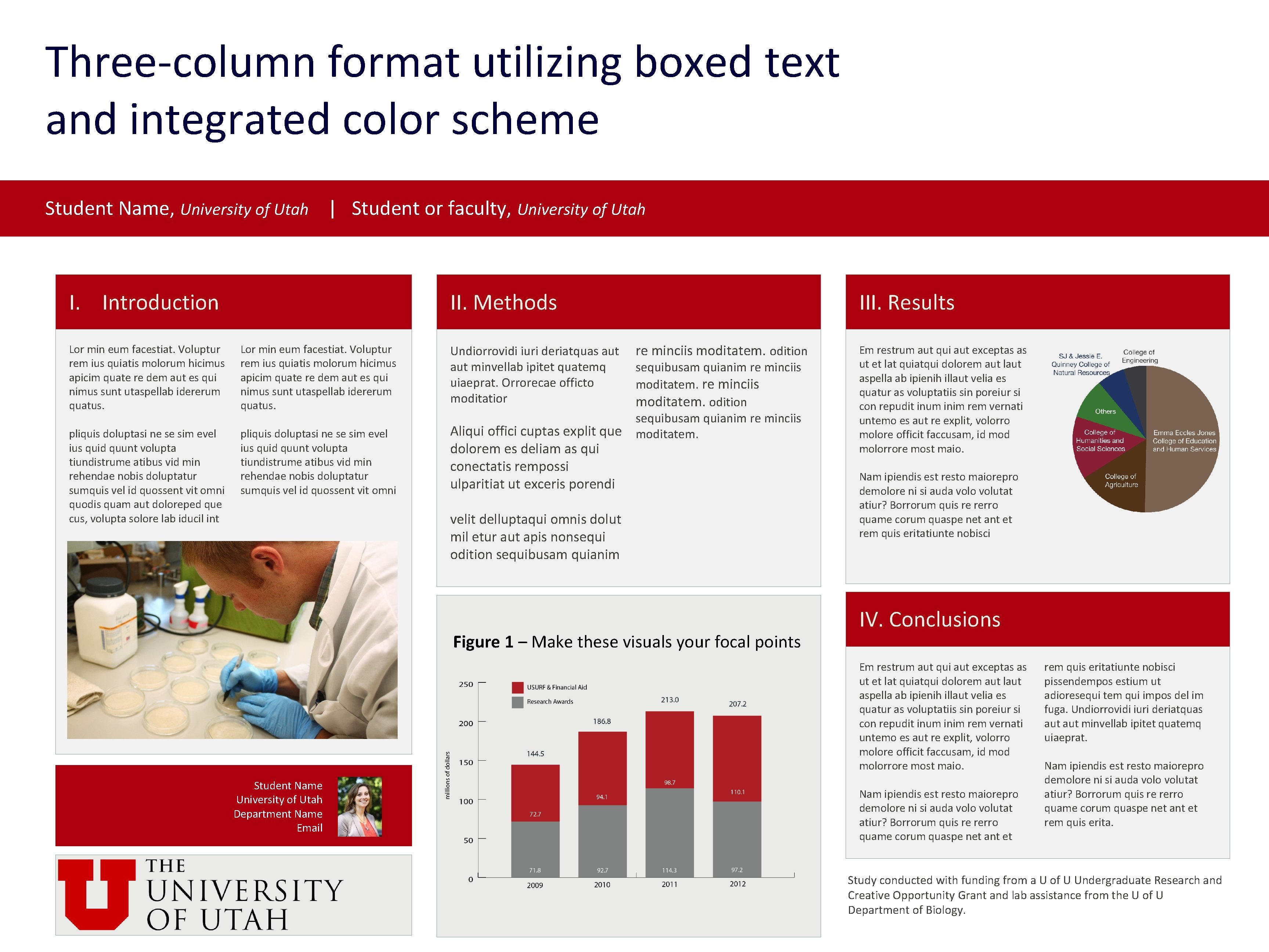Three-column format utilizing boxed text and integrated color scheme Student Name, University of Utah