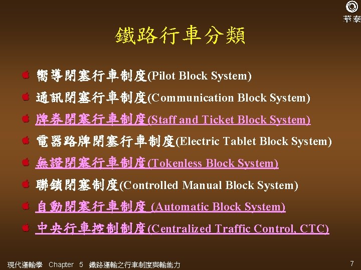 鐵路行車分類 嚮導閉塞行車制度(Pilot Block System) 通訊閉塞行車制度(Communication Block System) 牌券閉塞行車制度(Staff and Ticket Block System) 電器路牌閉塞行車制度(Electric Tablet