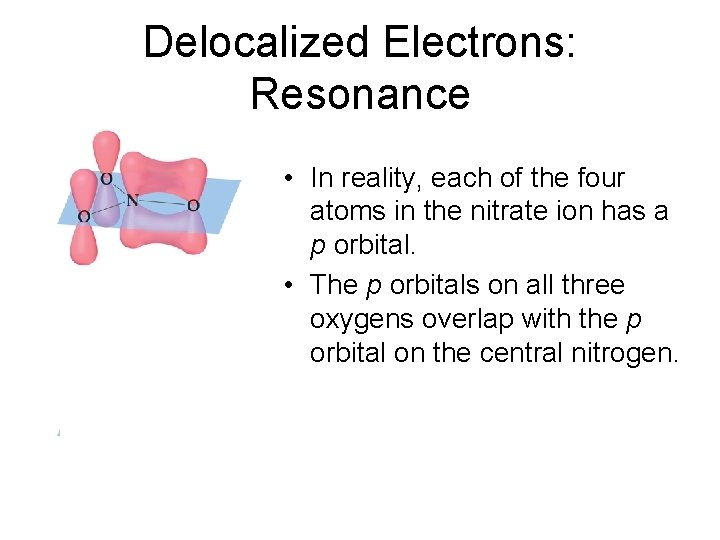 Delocalized Electrons: Resonance • In reality, each of the four atoms in the nitrate