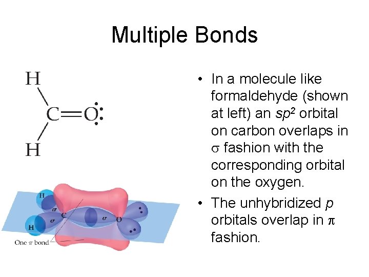 Multiple Bonds • In a molecule like formaldehyde (shown at left) an sp 2