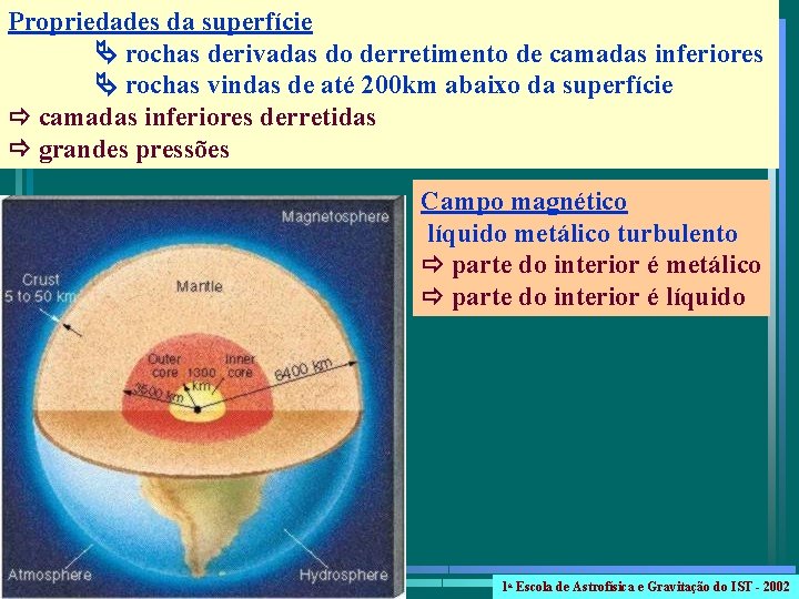 Propriedades da superfície rochas derivadas do derretimento de camadas inferiores rochas vindas de até