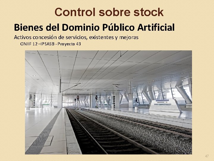 Control sobre stock Bienes del Dominio Público Artificial Activos concesión de servicios, existentes y