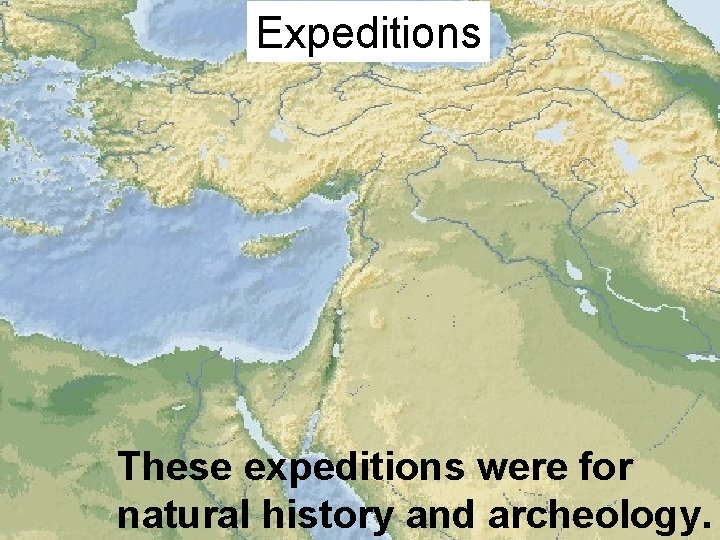 Expeditions These expeditions were for natural history and archeology. 