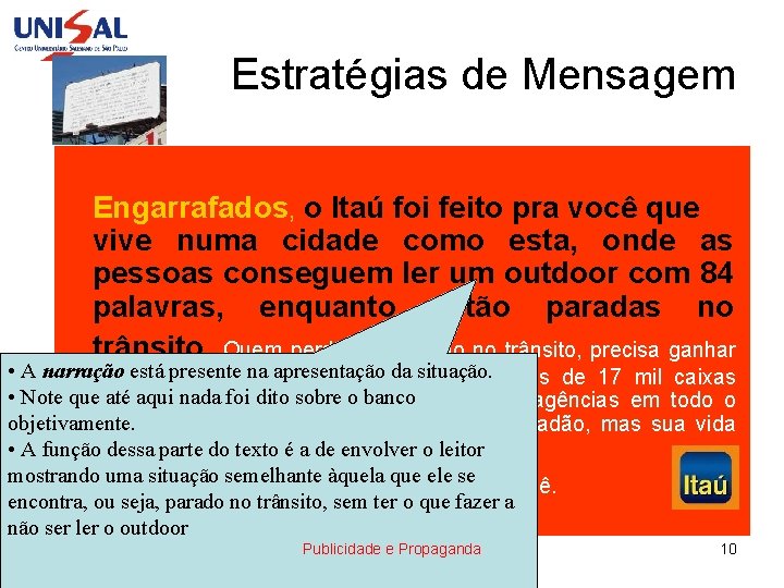 Estratégias de Mensagem Engarrafados, o Itaú foi feito pra você que vive numa cidade