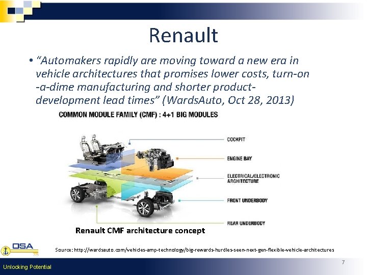Renault • “Automakers rapidly are moving toward a new era in vehicle architectures that