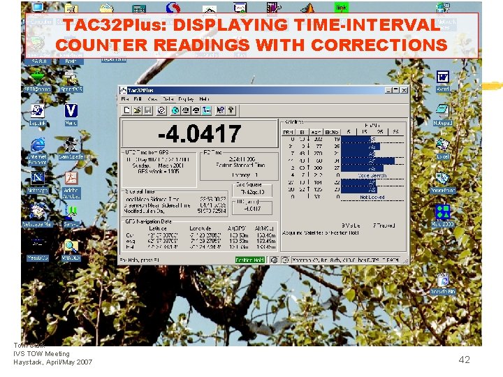 TAC 32 Plus: DISPLAYING TIME-INTERVAL COUNTER READINGS WITH CORRECTIONS Tom Clark IVS TOW Meeting