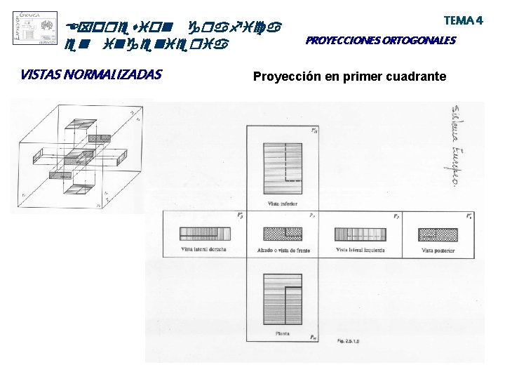 Expresion grafica en ingenieria VISTAS NORMALIZADAS TEMA 4 PROYECCIONES ORTOGONALES Proyección en primer cuadrante