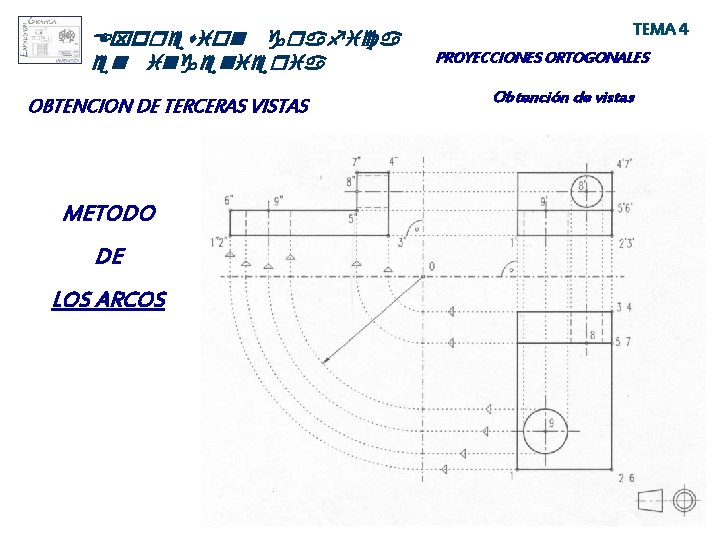 Expresion grafica en ingenieria OBTENCION DE TERCERAS VISTAS METODO DE LOS ARCOS TEMA 4