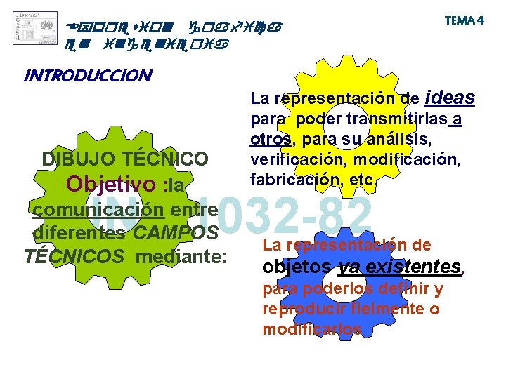 Expresion grafica en ingenieria INTRODUCCION DIBUJO TÉCNICO Objetivo : la comunicación entre diferentes CAMPOS