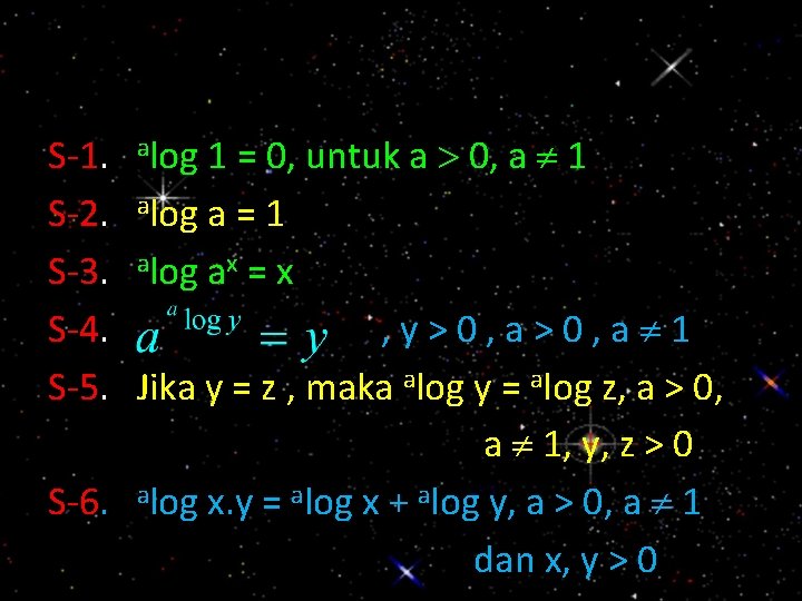 1 = 0, untuk a 0, a 1 alog a = 1 alog ax