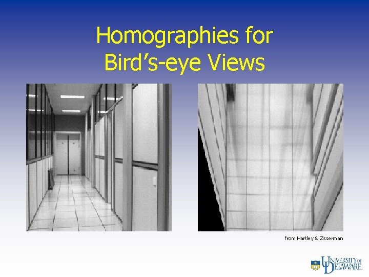 Homographies for Bird’s-eye Views from Hartley & Zisserman 