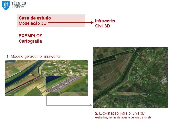 Caso de estudo Modelação 3 D Infraworks Civil 3 D EXEMPLOS Cartografia 1. Modelo