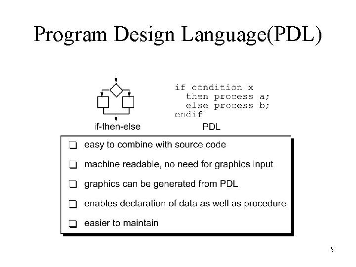 Program Design Language(PDL) 9 