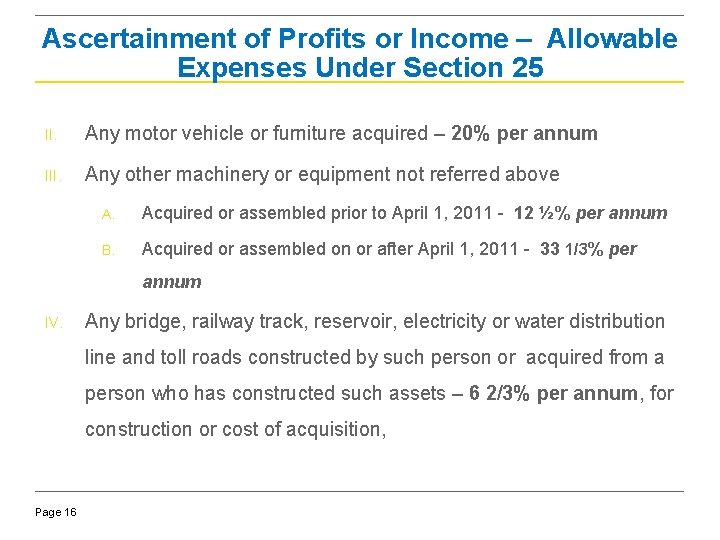 Ascertainment of Profits or Income – Allowable Expenses Under Section 25 II. Any motor