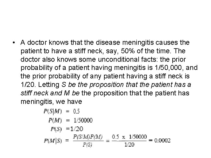  • A doctor knows that the disease meningitis causes the patient to have