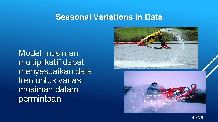 Seasonal Variations In Data Model musiman multiplikatif dapat menyesuaikan data tren untuk variasi musiman