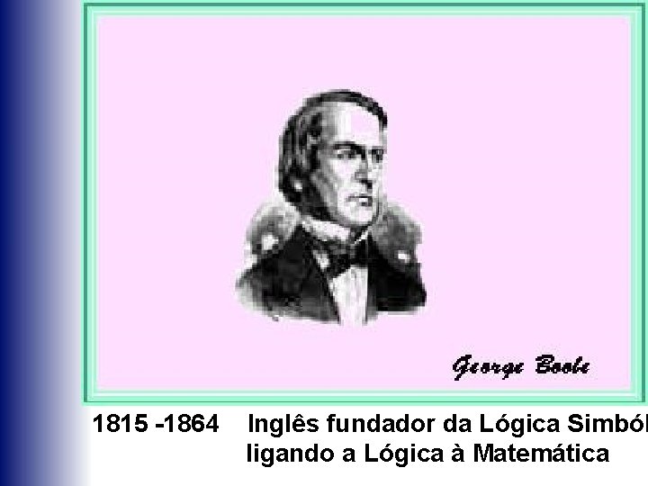 1815 -1864 Inglês fundador da Lógica Simból ligando a Lógica à Matemática 