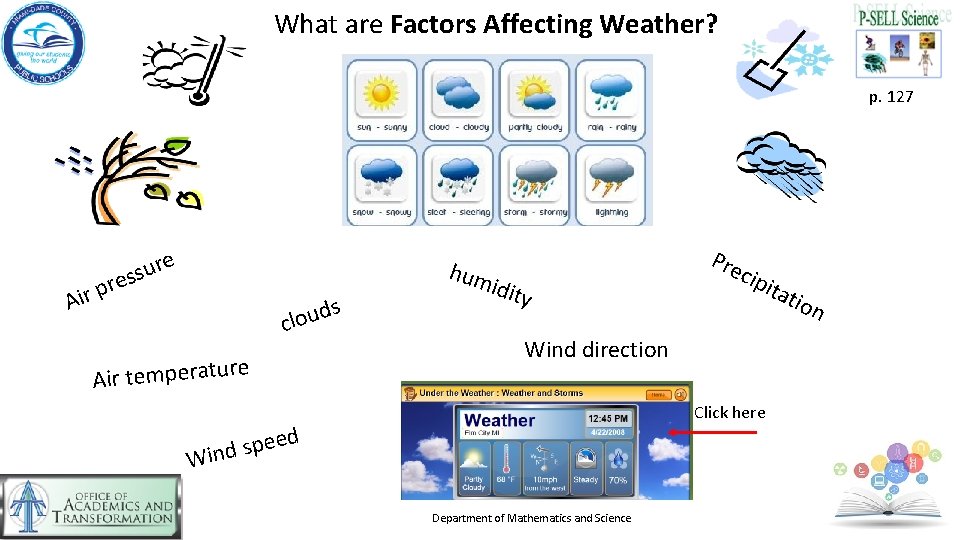 What are Factors Affecting Weather? p. 127 re u s s Ai e r