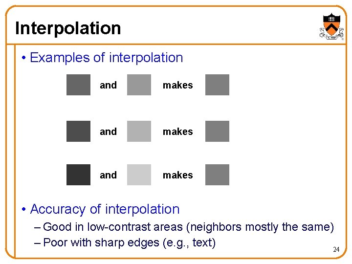 Interpolation • Examples of interpolation and makes • Accuracy of interpolation – Good in