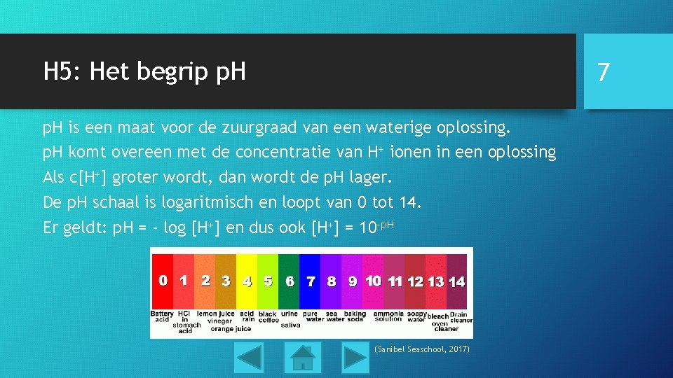 H 5: Het begrip p. H 7 p. H is een maat voor de