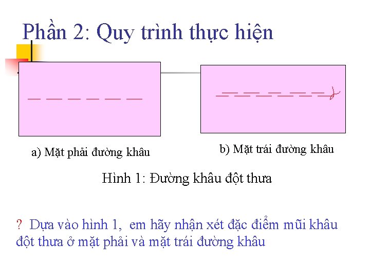 Phần 2: Quy trình thực hiện a) Mặt phải đường khâu b) Mặt trái