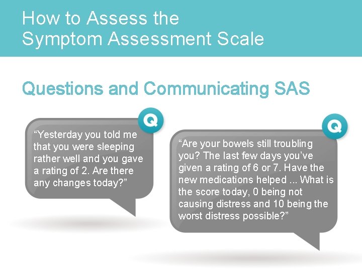 How to Assess the Symptom Assessment Scale Questions and Communicating SAS “Yesterday you told