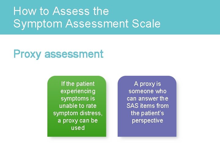 How to Assess the Symptom Assessment Scale Proxy assessment If the patient experiencing symptoms