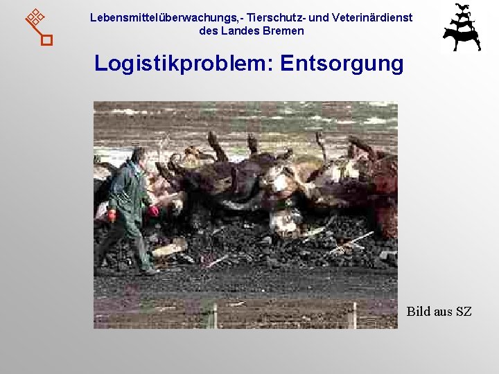 Lebensmittelüberwachungs, - Tierschutz- und Veterinärdienst des Landes Bremen Logistikproblem: Entsorgung Bild aus SZ 