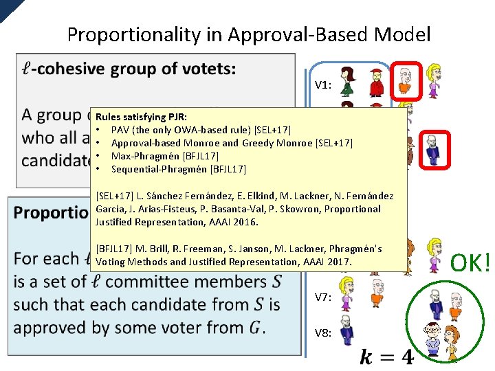 Proportionality in Approval-Based Model V 1: Rules satisfying PJR: V 2: • PAV (the
