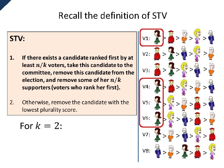 Recall the definition of STV V 1: > > V 2: > > V