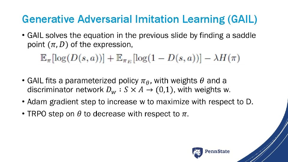 Generative Adversarial Imitation Learning (GAIL) • 