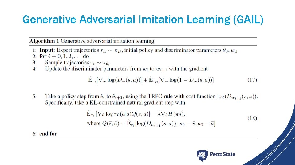 Generative Adversarial Imitation Learning (GAIL) 