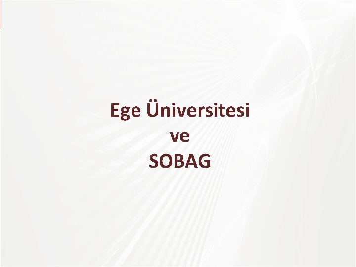 Ege Üniversitesi ve SOBAG 