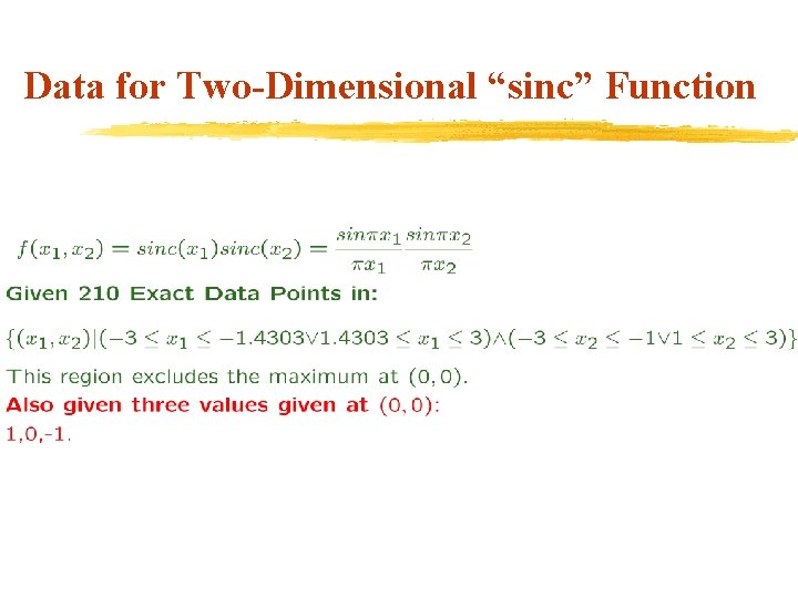 Data for Two-Dimensional “sinc” Function 