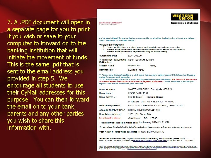 7. A. PDF document will open in a separate page for you to print