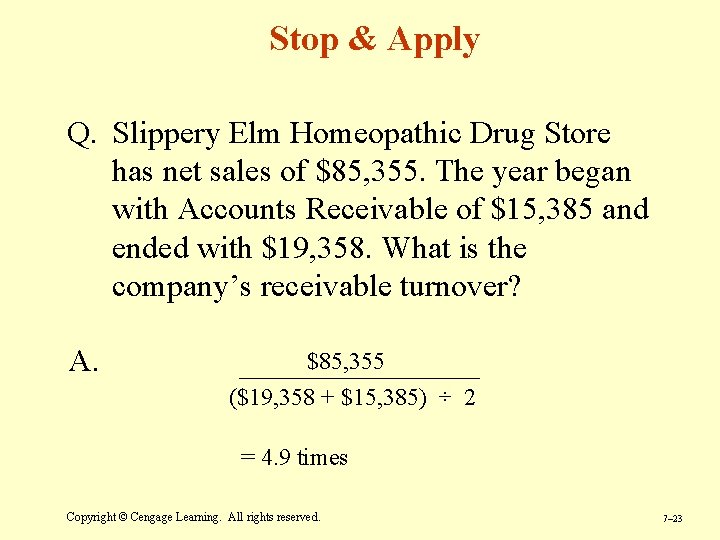 Stop & Apply Q. Slippery Elm Homeopathic Drug Store has net sales of $85,
