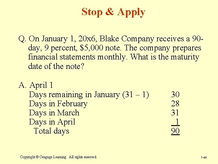 Stop & Apply Q. On January 1, 20 x 6, Blake Company receives a