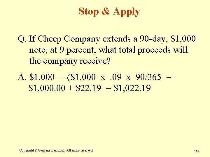 Stop & Apply Q. If Cheep Company extends a 90 -day, $1, 000 note,