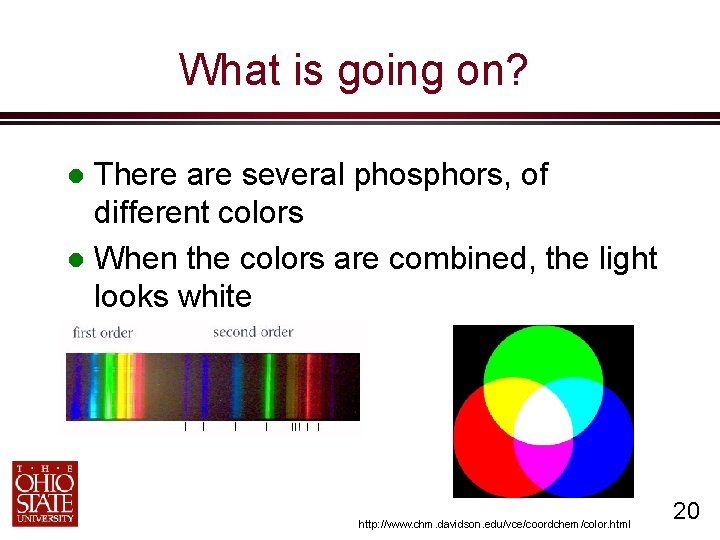 What is going on? There are several phosphors, of different colors When the colors