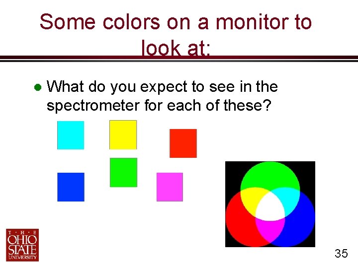 Some colors on a monitor to look at: What do you expect to see