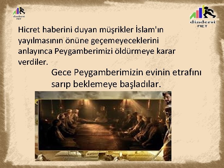 Hicret haberini duyan müşrikler İslam'ın yayılmasının önüne geçemeyeceklerini anlayınca Peygamberimizi öldürmeye karar verdiler. Gece