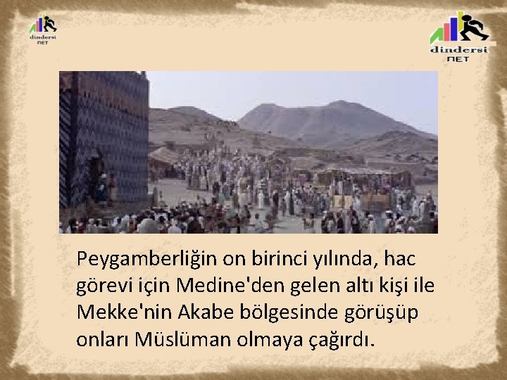 Peygamberliğin on birinci yılında, hac görevi için Medine'den gelen altı kişi ile Mekke'nin Akabe